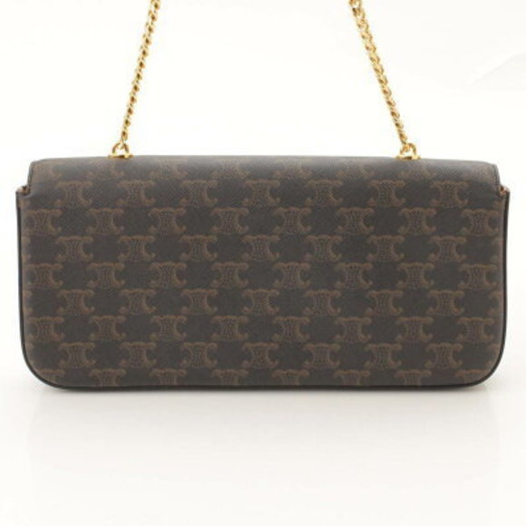 Celine Matsuzakaya Triomphe Canvas Chain Shoulder Bag Brown - Picture 4 of 9